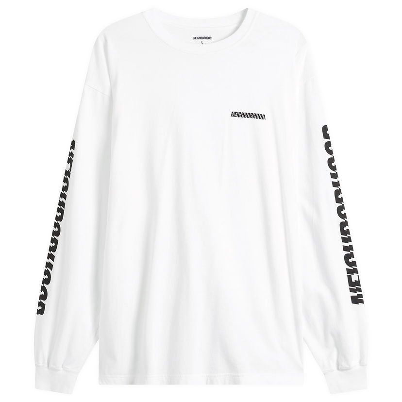 Tričko Neighborhood Distorted Logo Long Sleeve T-Shirt Biela | 252PCNH-LT01-WHT