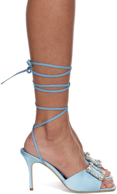 Doplnky Manolo Blahnik Manolo Blahnik Lenole Pop Fabio Satin Heels Modrá | 423-1722, 0