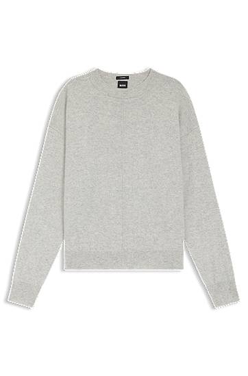 Sveter BOSS Relaxed-fit 100% Cashmere Sweater Šedá | 50547883