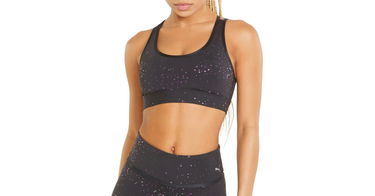 Podprsenka Puma Stardust Mid Impact Printed Sports Bra Čierna | 52137201, 1