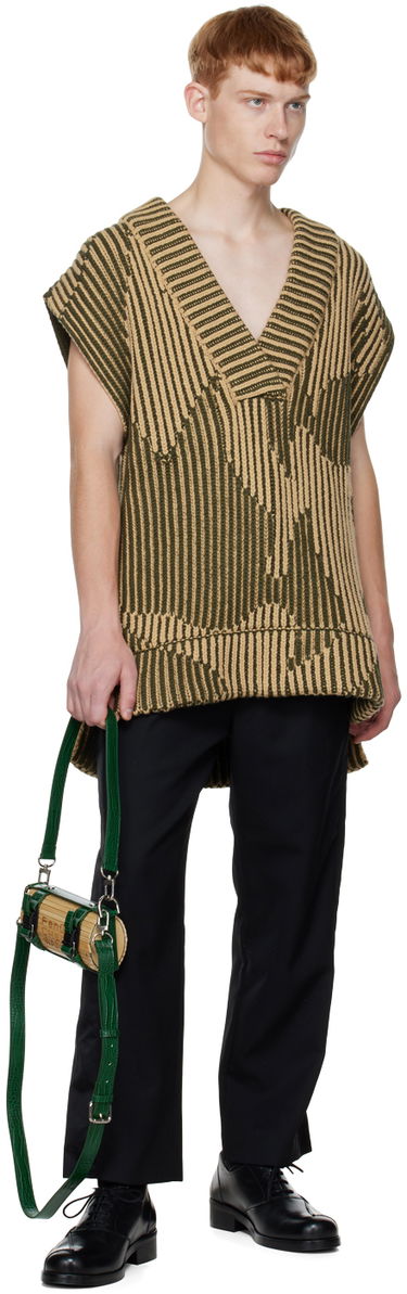 Sveter Feng Chen Wang Feng Chen Wang Jacquard Oversized V-Neck Vest Béžová | FUF14KT06, 3