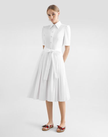 Šaty Dolce & Gabbana Dolce & Gabbana Cotton Calf-Length Shirt Dress Biela | F6AGMTFU61AW0800, 1