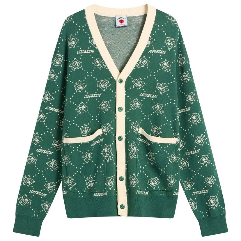 Sveter BBC IceCream Monogram Knit Cardigan, Size Large Zelené | IC25333-GRN
