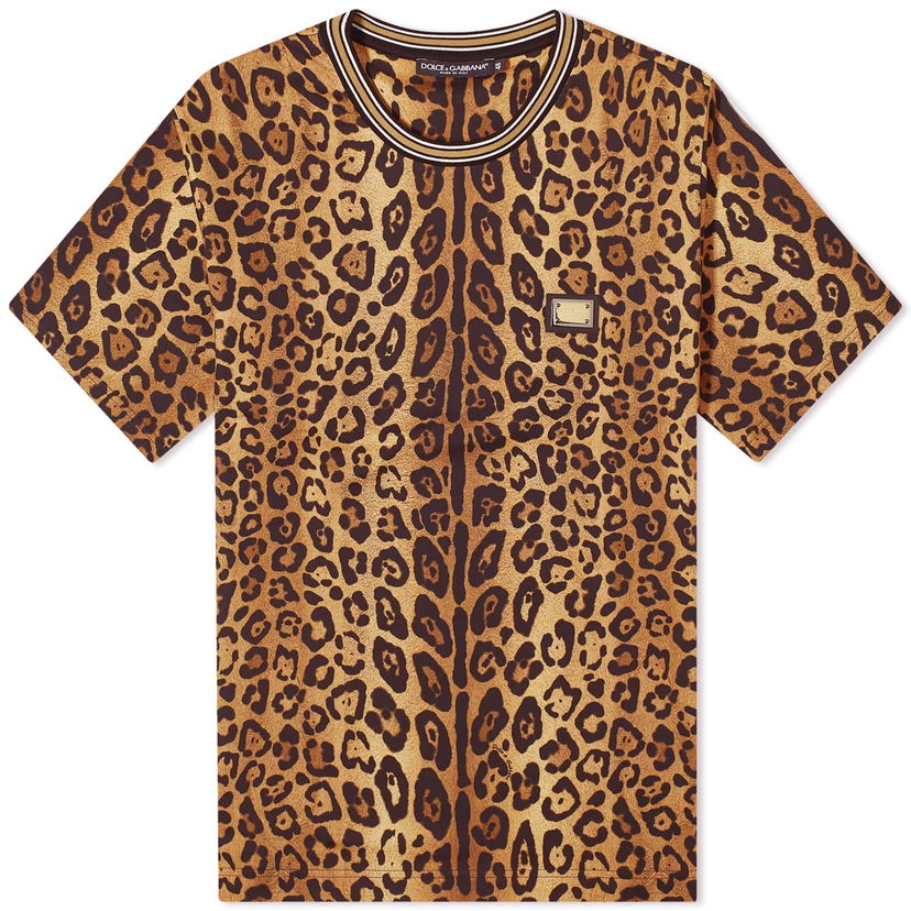 Tričko Dolce & Gabbana Leopard Print T-Shirt Hnedá | G8PN9TII7B0-HXNBM