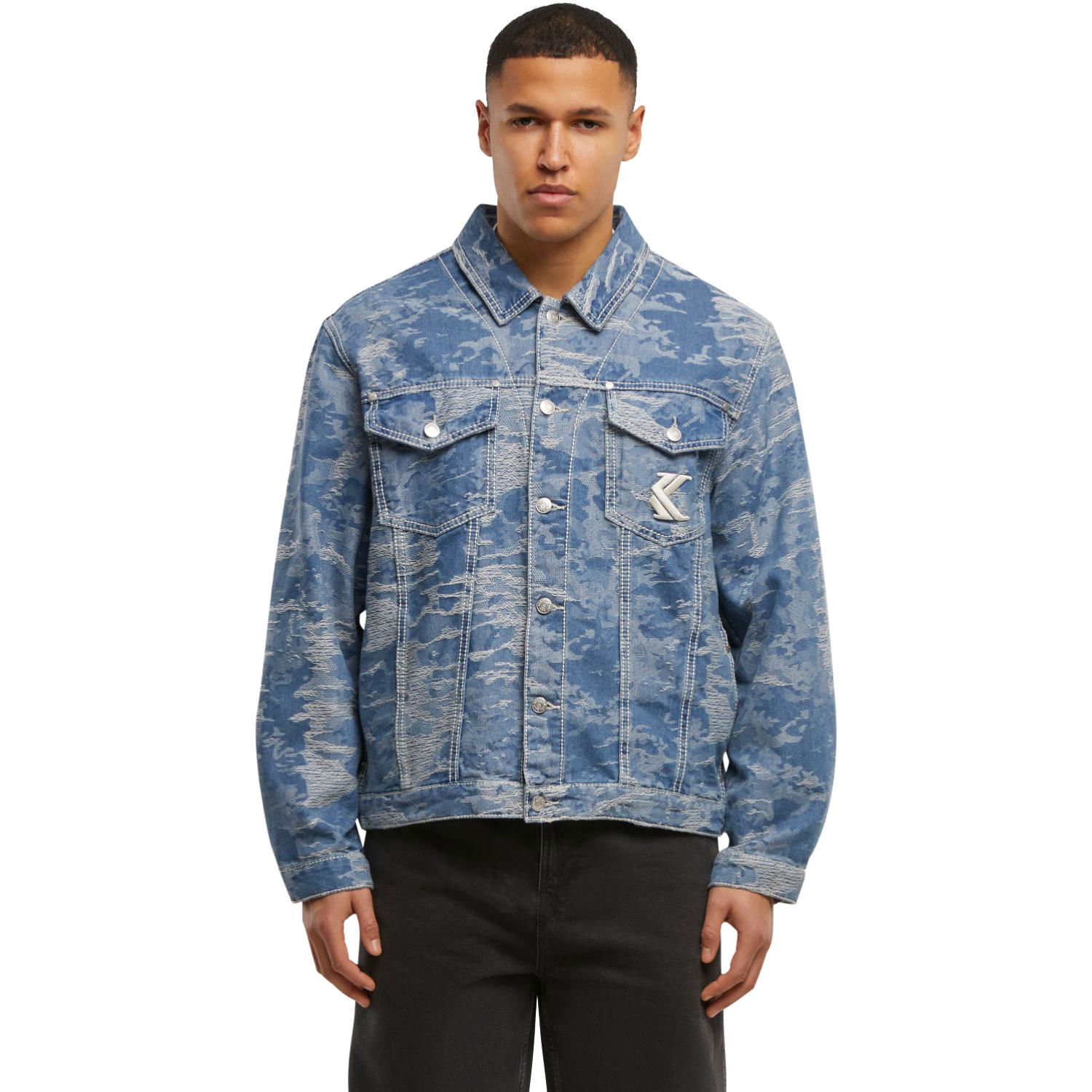 Bunda Karl Kani Og K Distress Camo Os Denim Jacket M Modrá | 60710032, 1