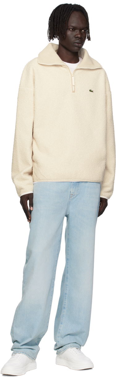 Mikina Lacoste Lacoste High Zipped Neck Sweatshirt Béžová | SH5500_XFJ, 3