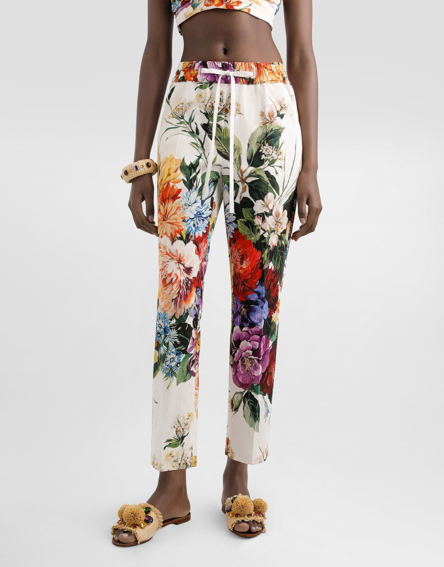 Nohavice Dolce & Gabbana Dolce & Gabbana Flower Bouquet-Print Drawstring Trousers Rôznofarebný | FTDCZTFSRQUHA5PC, 1