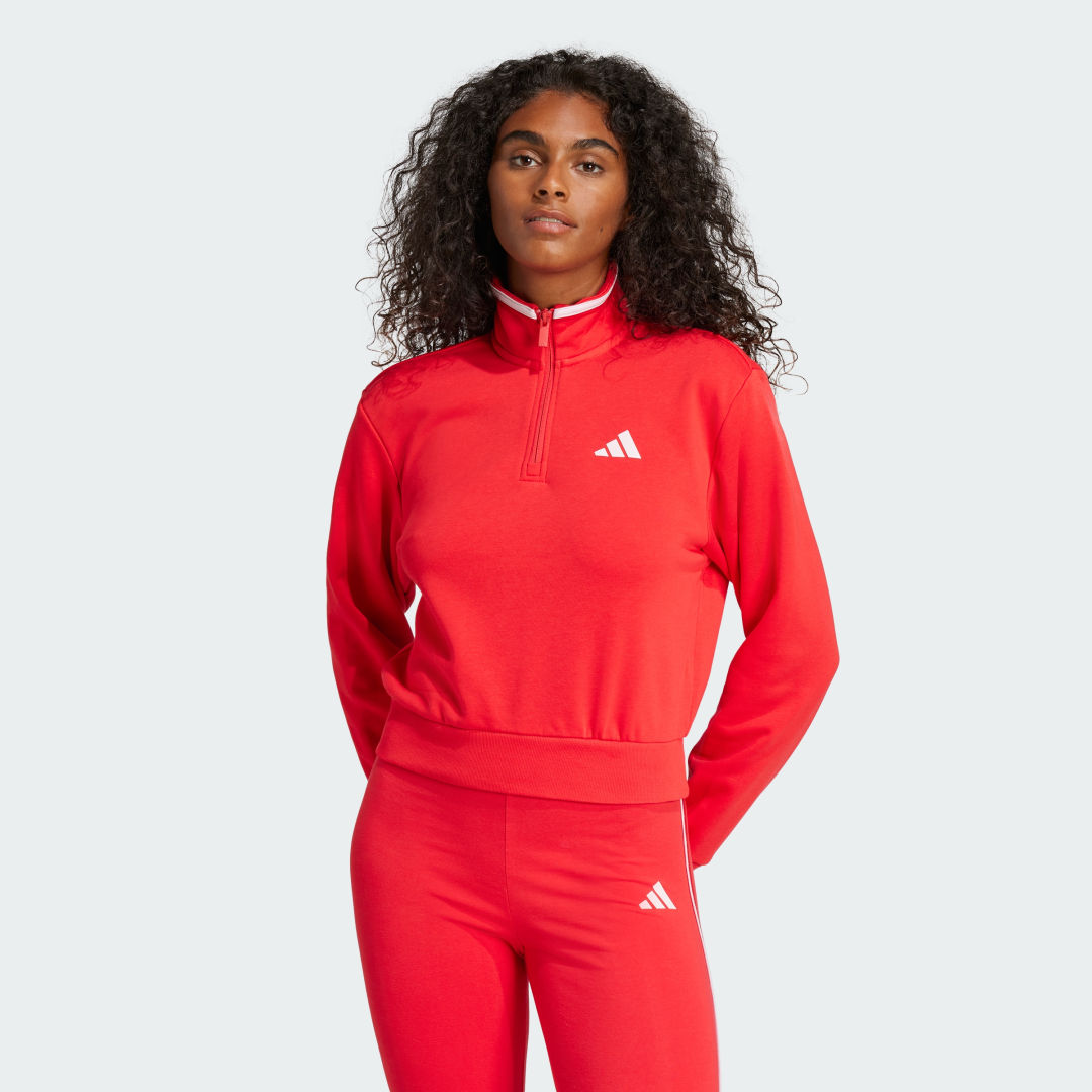 Mikina adidas Performance Crop Quarter-Zip Track Jacket Červená | JG4171, 0