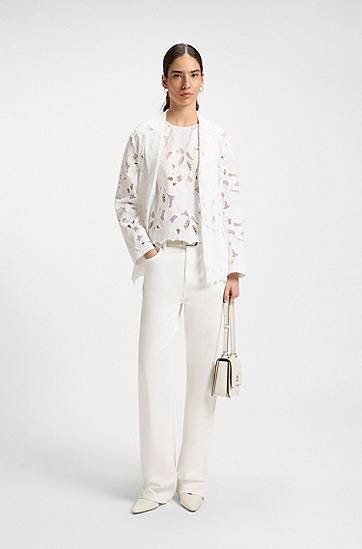 Tielko BOSS Broderie Anglaise Sleeveless Blouse Biela | 50537401, 1
