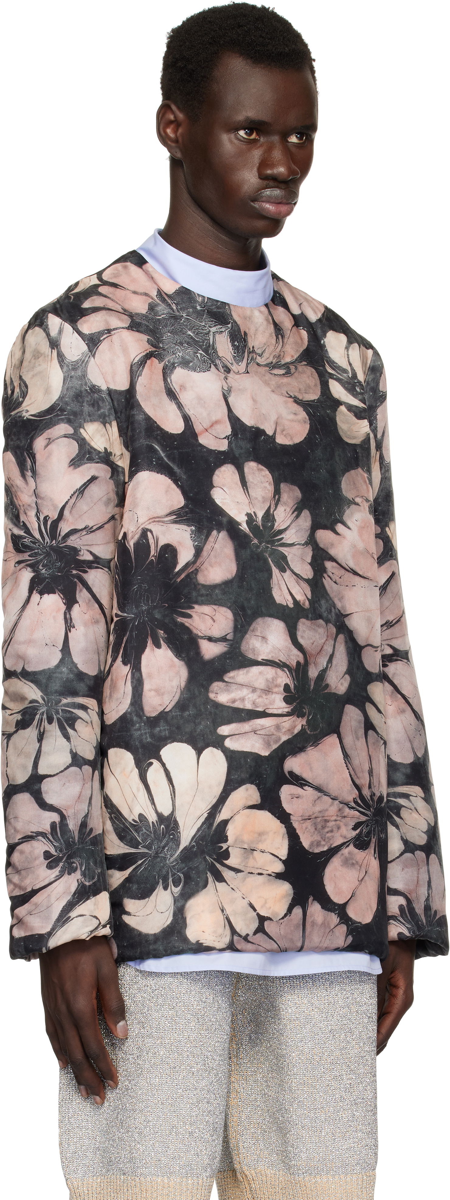 Sveter Dries Van Noten Dries Van Noten Silk Floral-Print Long Sleeve Top Ružová | 251-020746-1202, 1
