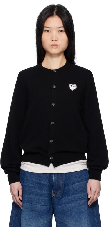 Sveter Comme des Garçons Black Cardigan With White Heart Čierna | AX-N061-051, 0