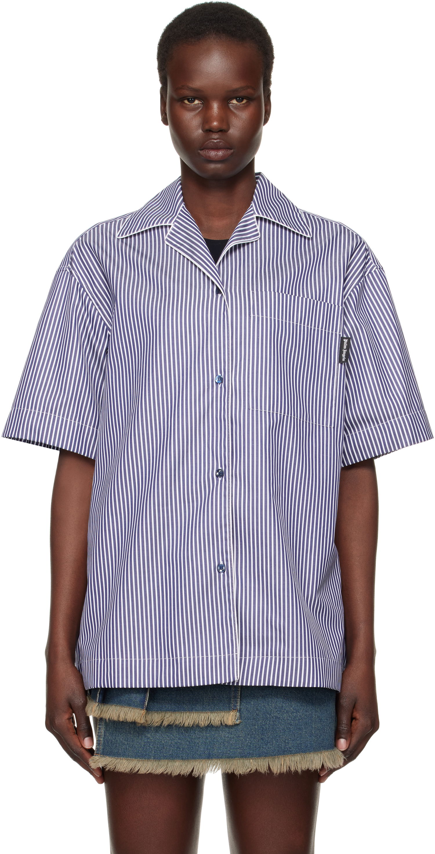 Košeľa Palm Angels Striped Shirt Modrá | PWGG005S25FAB0014603, 0
