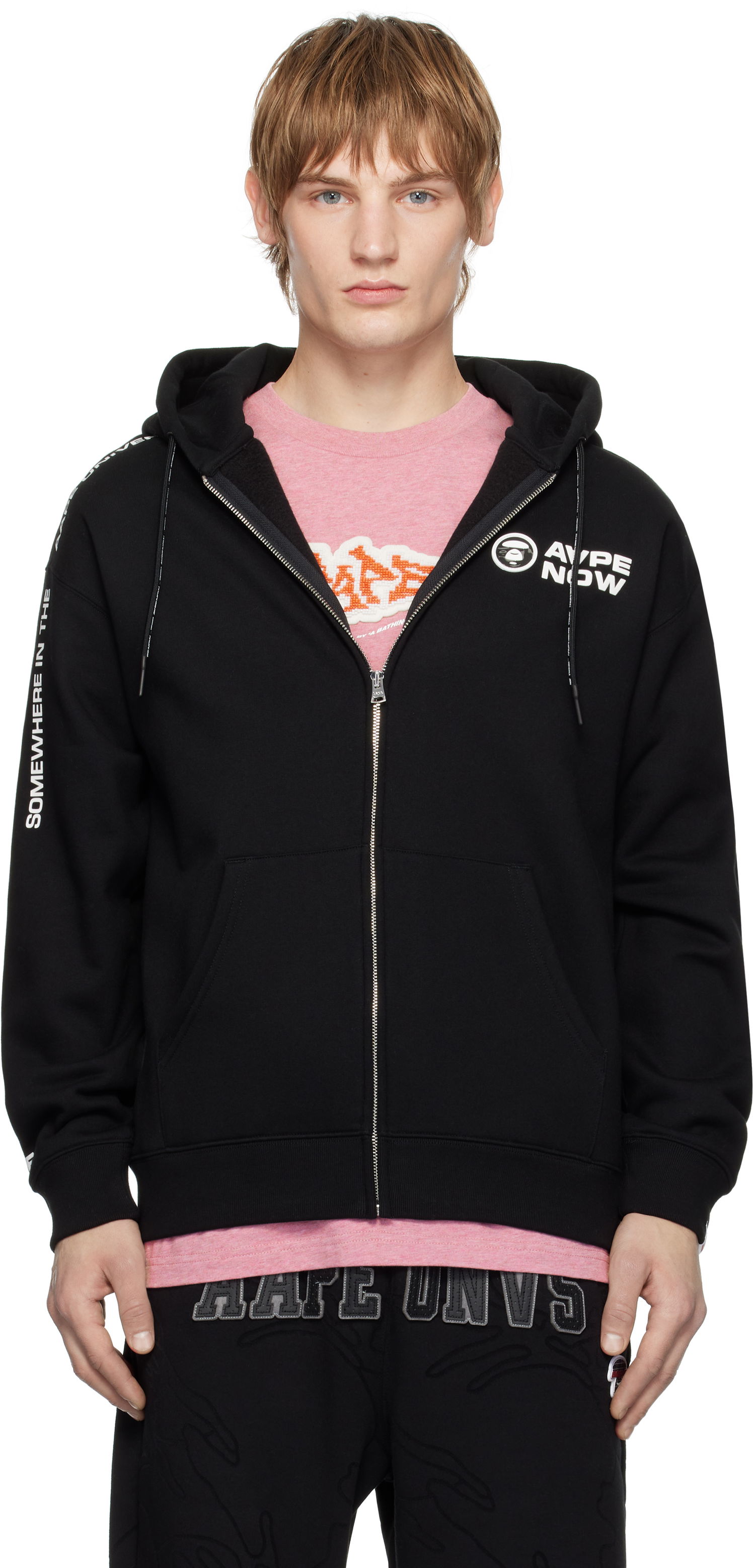 Mikina AAPE by A Bathing Ape AAPE by A Bathing Ape 'AAPE NOW' Zip-Up Hoodie Čierna | AAPSWMB327XXNBKX, 0
