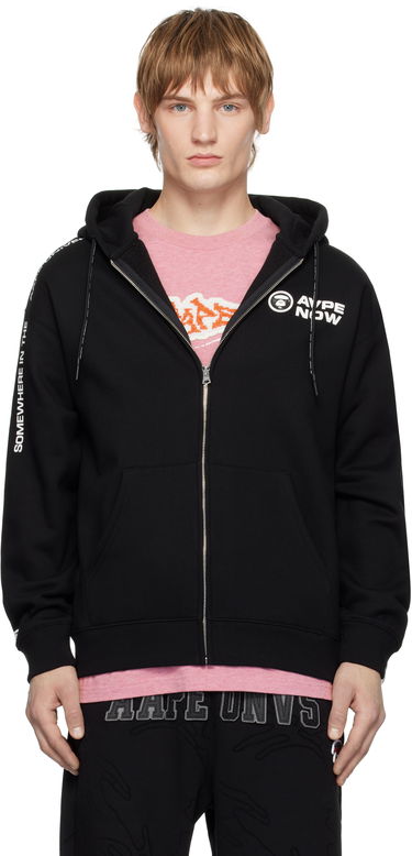 Mikina AAPE by A Bathing Ape AAPE by A Bathing Ape 'AAPE NOW' Zip-Up Hoodie Čierna | AAPSWMB327XXNBKX, 0