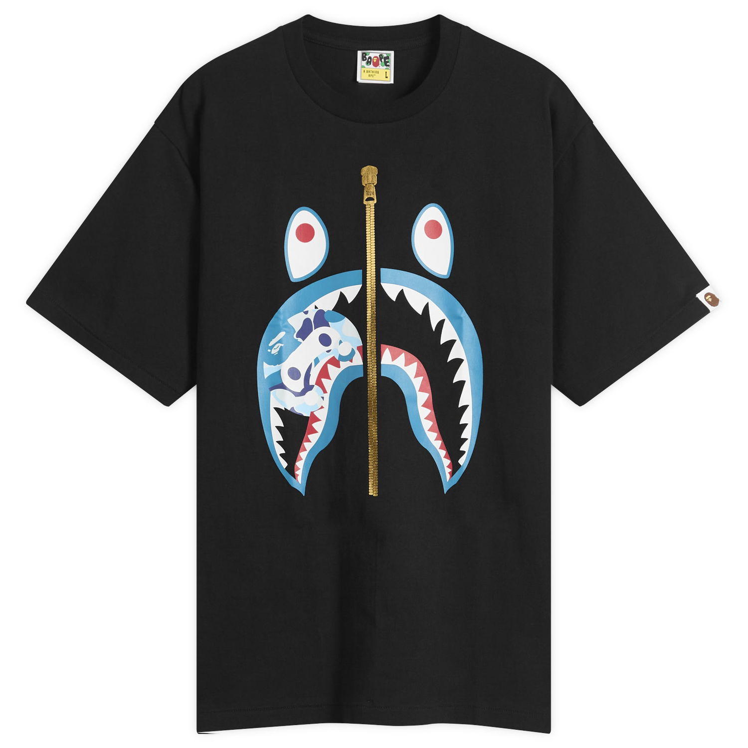 Tričko BAPE Abc Camoilo Shark Graphic Tee, Size Large Čierna | 002TEL301003M-BBU, 0