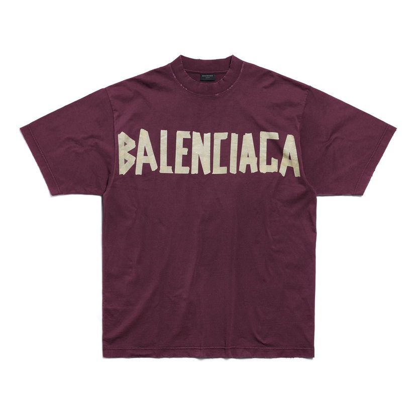 Tričko Balenciaga Tape Type T-shirt Vínová | 739784TOVA94029