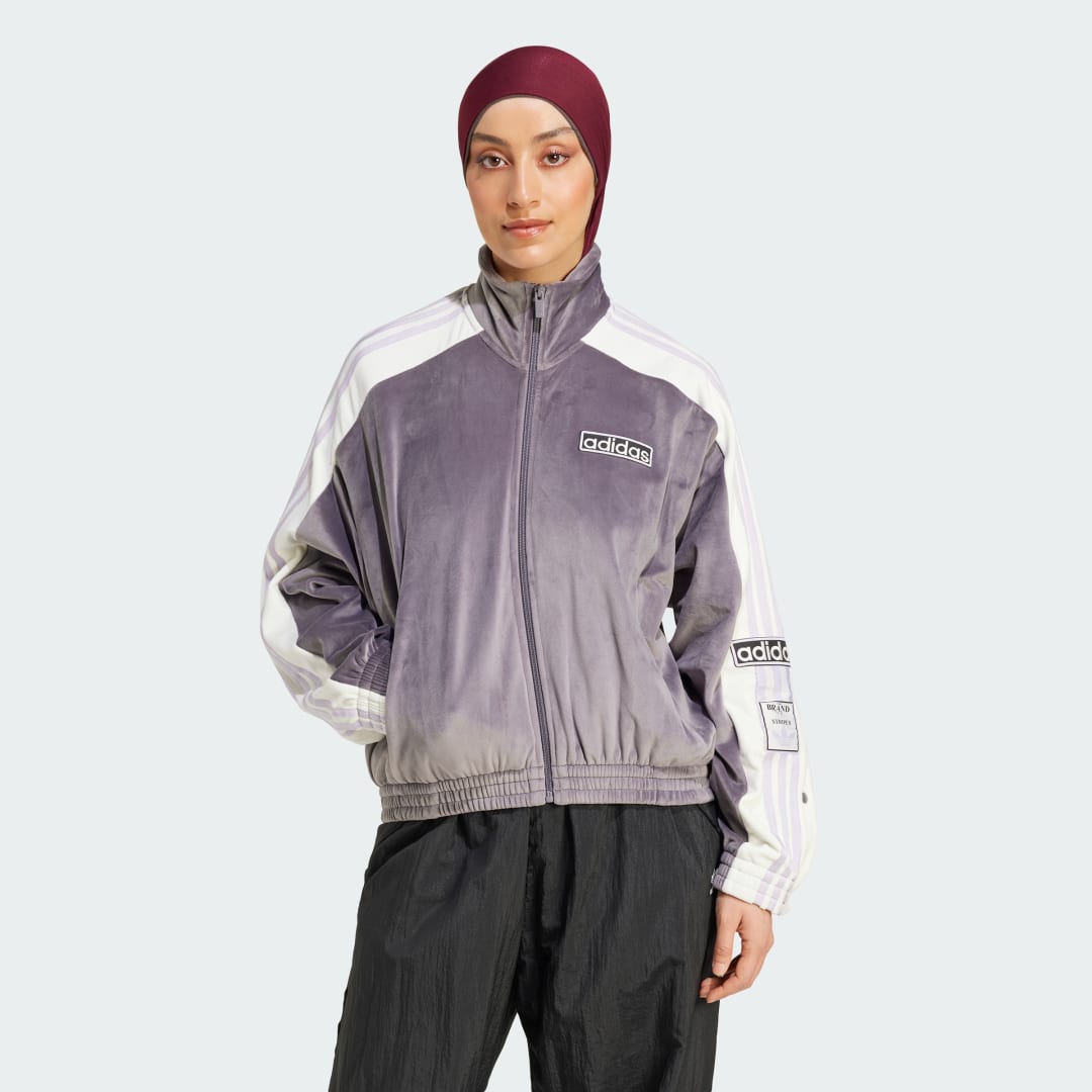 Mikina adidas Performance Velour Track Jacket Fialová | IW5585, 0