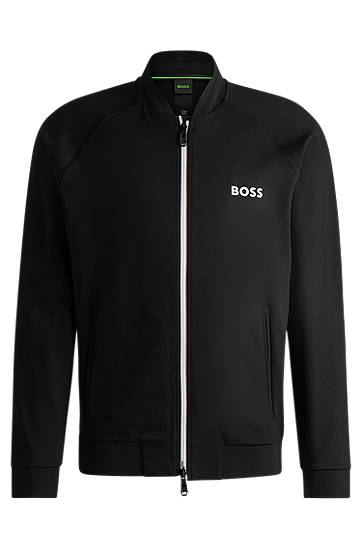 Bomber bunda BOSS BOSS Active Zip-Up Gabardine Sweatshirt Čierna | 50530732, 0