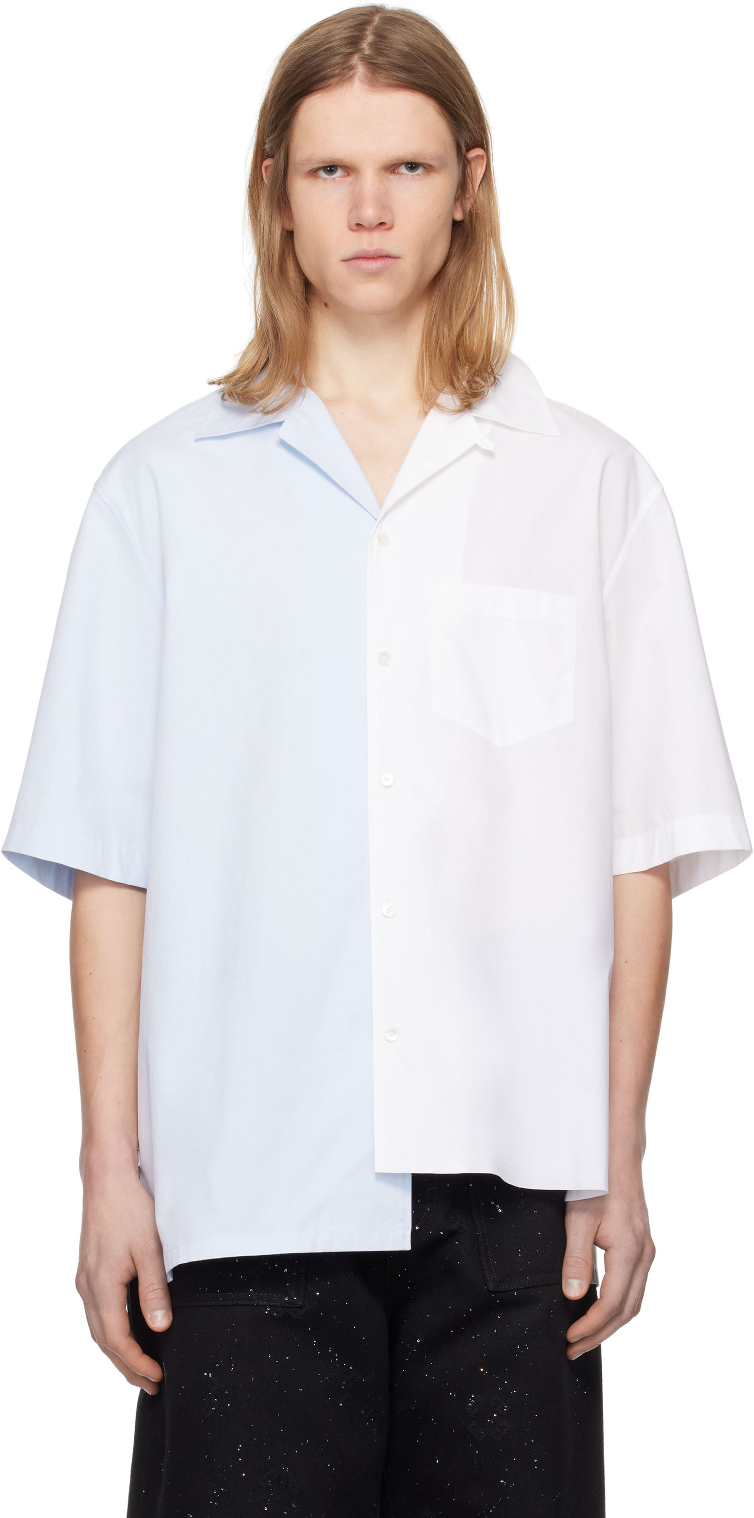 Košeľa LANVIN Lanvin Bicolor Asymmetric Shirt Modrá | RM-SI0014-6043-P25, 0