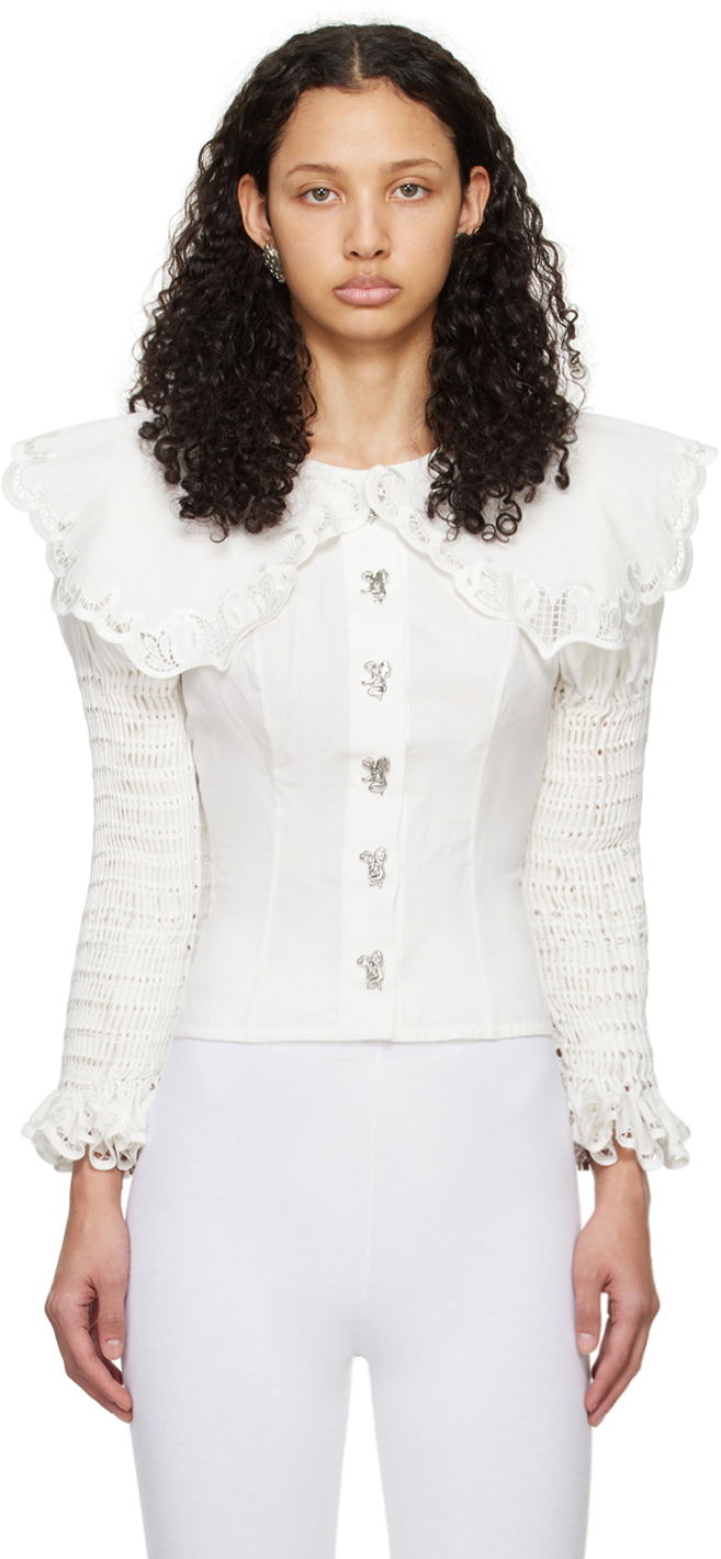 Košeľa Chopova Lowena Chopova Lowena Crochet Collar Blouse Biela | 2210