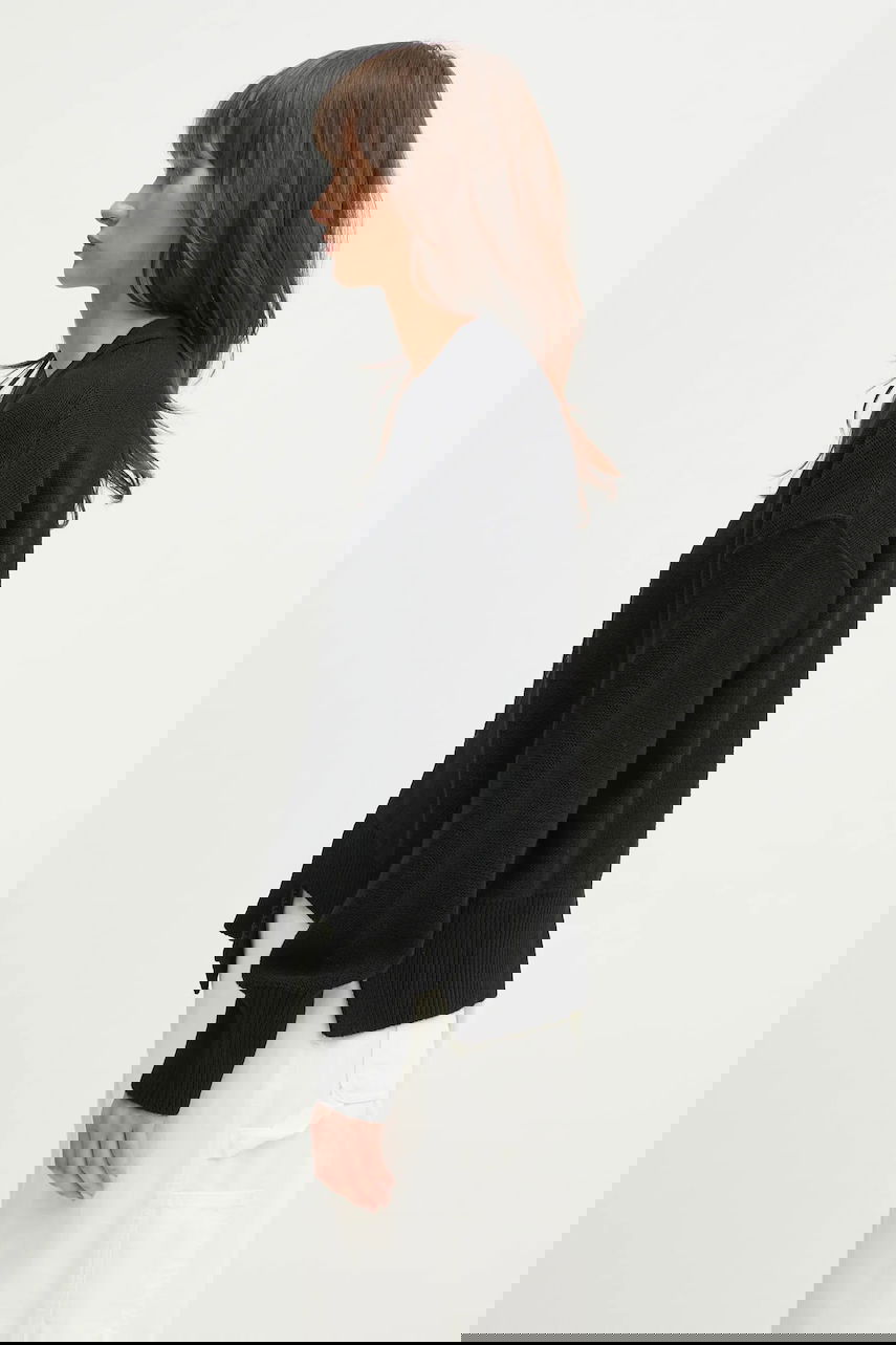 Sveter Maison Margiela MM6 Maison Margiela V-Neck Asymmetrical Hem Cardigan Čierna | S52HP0026, 1