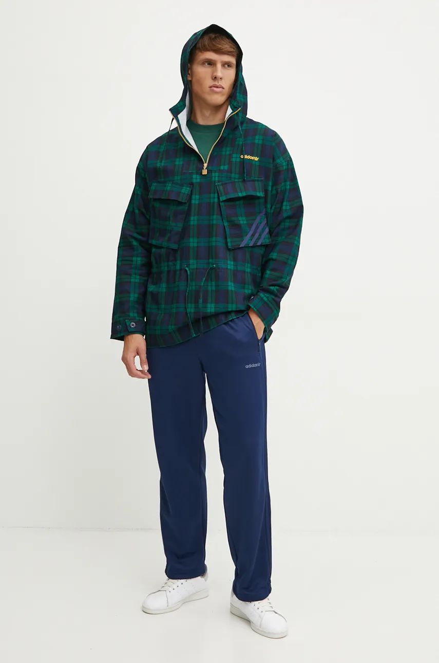 Vetrovka adidas Originals Windbreaker Plaid Jacket Zelené | IX9636, 1
