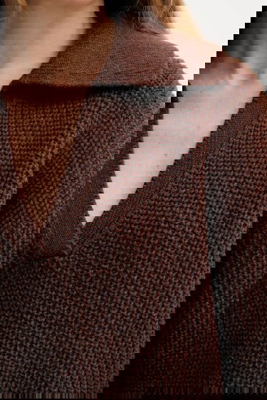 Sveter Barbour Barbour ROBYN Wool Blend Collared Sweater Hnedá | LKN1675, 5