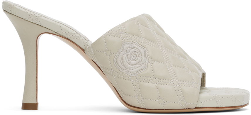 Starostlivosť o obuv Burberry Burberry Quilted Rose Leather Heeled Sandals Biela | 8092222, 0