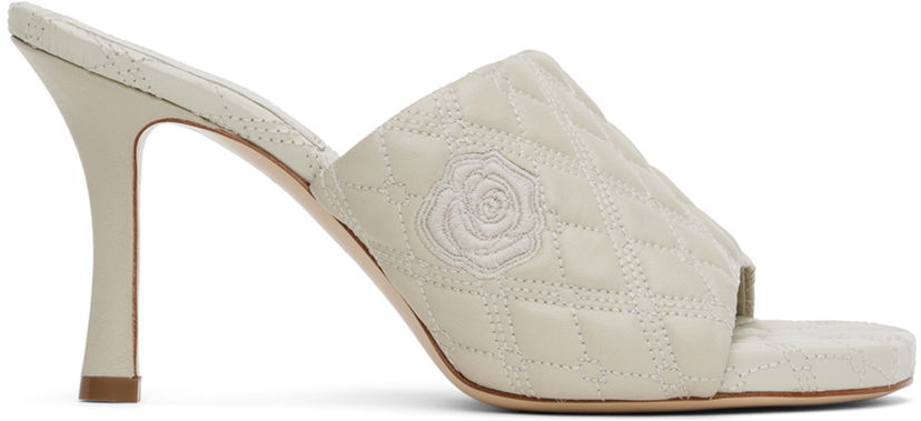 Starostlivosť o obuv Burberry Burberry Quilted Rose Leather Heeled Sandals Biela | 8092222