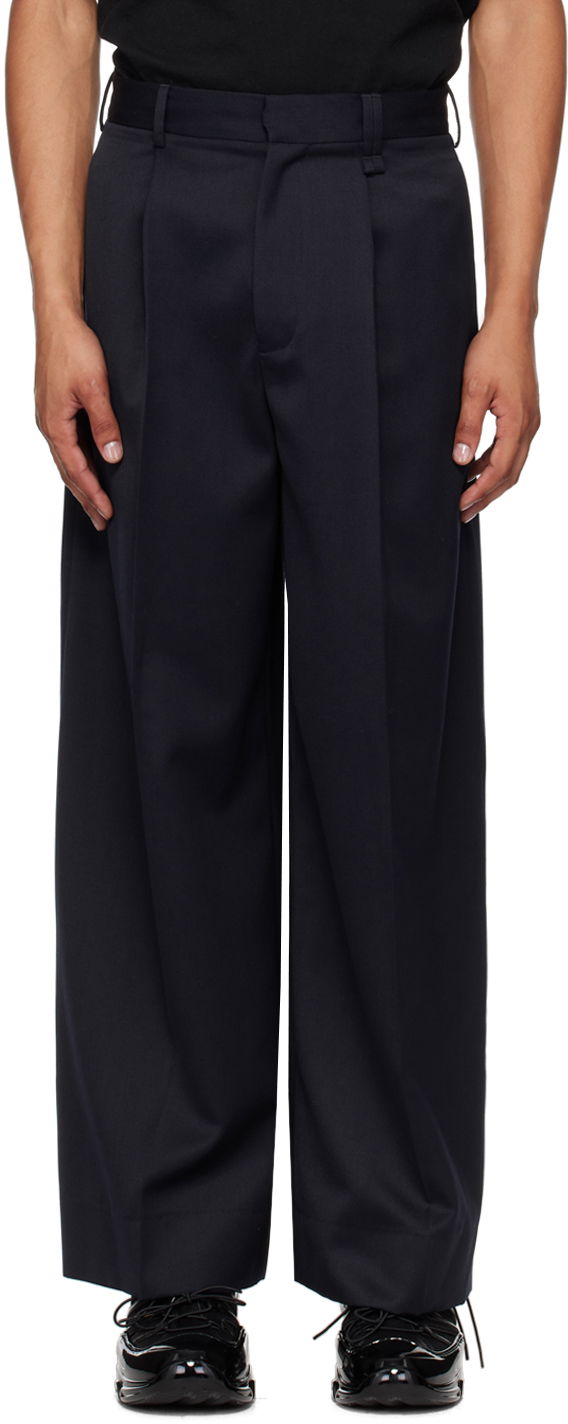 Nohavice Simone Rocha Simone Rocha Pleated Wide Leg Trousers Navy | 4118 0458, 0