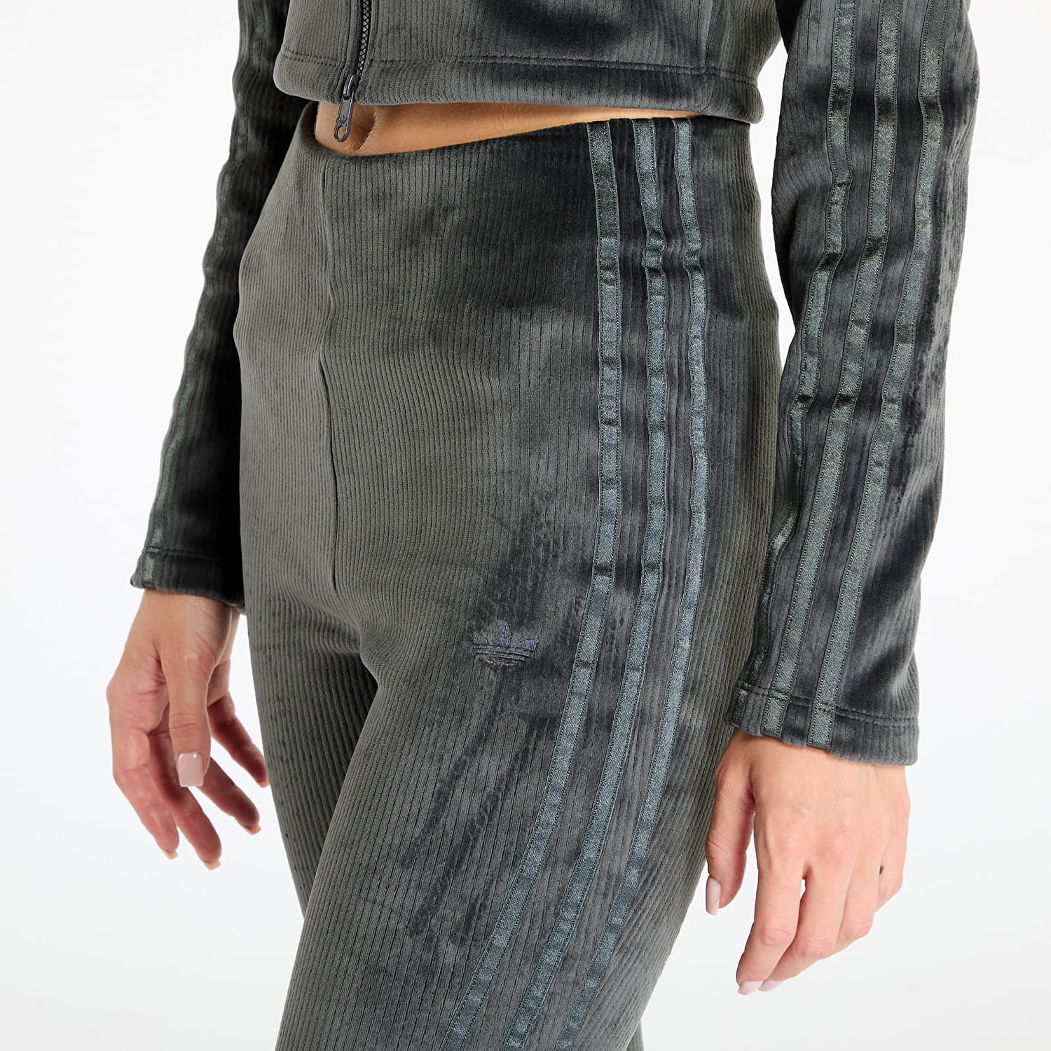 Legíny adidas Originals Rib Flrd Leggings Carbon Šedá | JN3024, 1