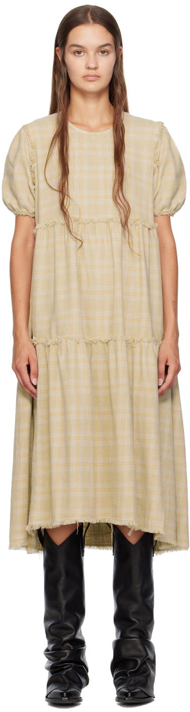 Šaty R13 R13 Shredded Relaxed Midi Dress Žltá | R13WR045-R260D, 0