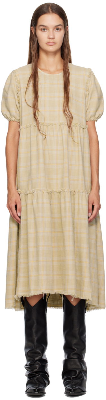 Šaty R13 R13 Shredded Relaxed Midi Dress Žltá | R13WR045-R260D, 0
