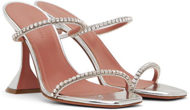 Doplnky Amina Muaddi Amina Muaddi Gilda Crystal-Embellished Heeled Sandals Metalická | GILDA SLIPPER CL MIRROR, 3