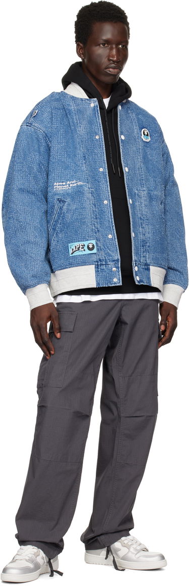 Bomber bunda AAPE by A Bathing Ape AAPE by A Bathing Ape Lightweight Denim Bomber Jacket Modrá | AAPLJM7673XXNBLL, 3