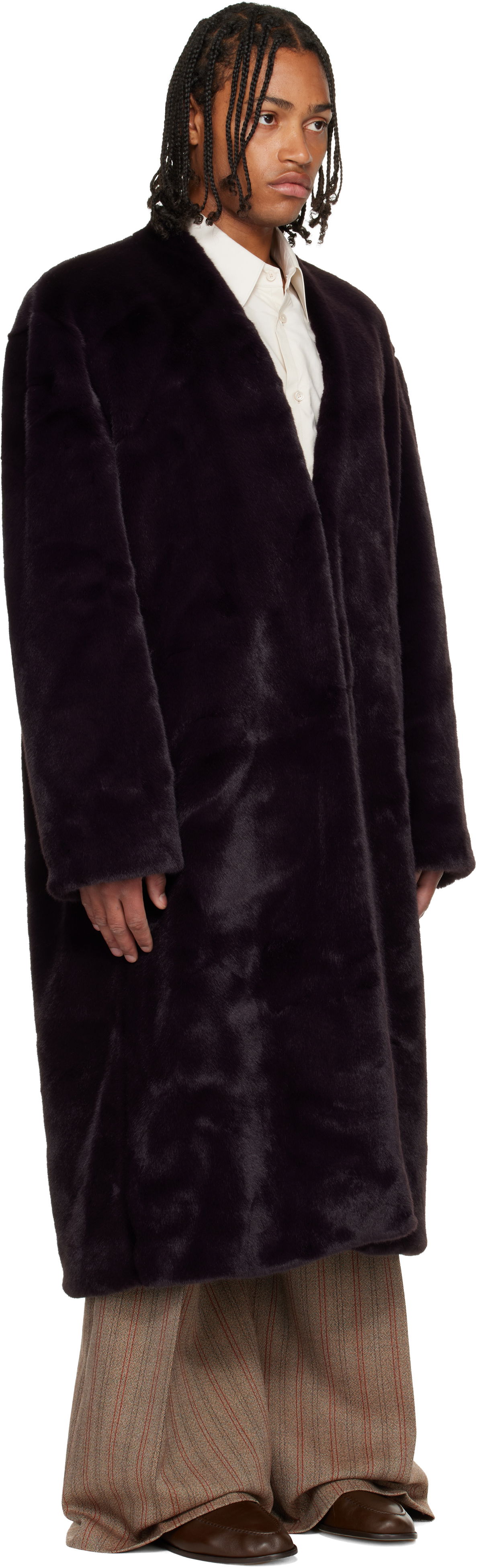 Kabáty Casablanca Shawl Faux-Fur Coat Čierna | M-AW25-OT-218-01, 1