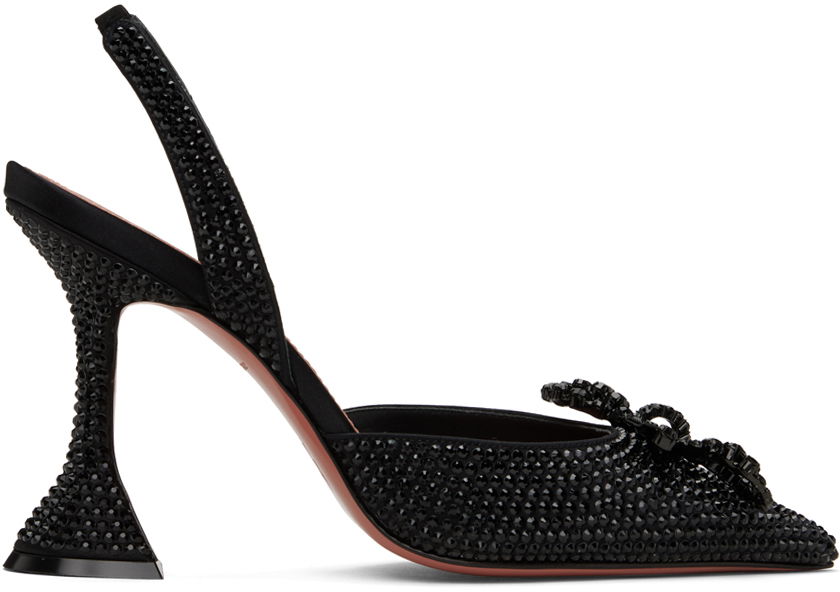 Tenisky a topánky Amina Muaddi Amina Muaddi Rosie Crystal Slingback Heels Čierna | ROSIE CRYSTAL SLING CL SATIN, 0