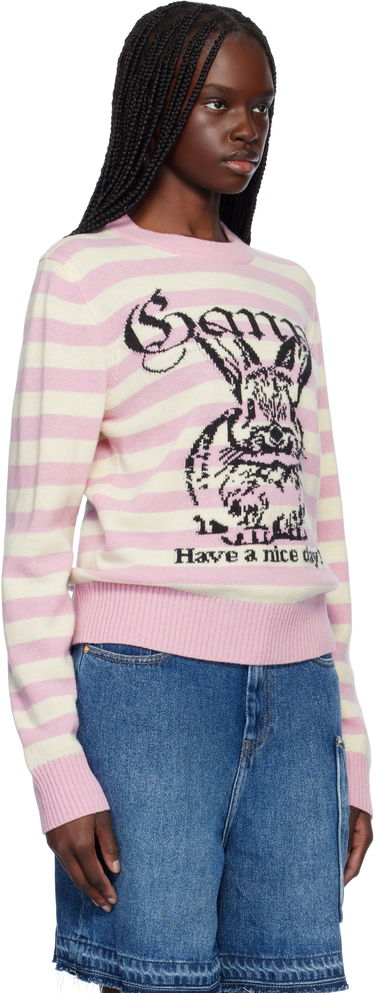 Sveter GANNI Ganni Striped Wool Bunny Sweater Ružová | K2426, 1