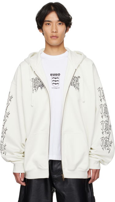 Mikina VETEMENTS Vetements Cradle of Filth Logo Oversized Zip-Up Hoodie Biela | UCF76ZU100I, 0