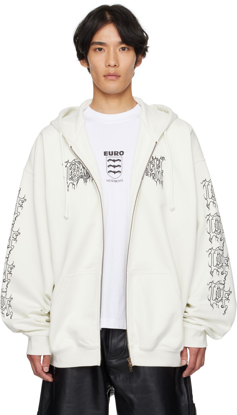 Mikina VETEMENTS Vetements Cradle of Filth Logo Oversized Zip-Up Hoodie Biela | UCF76ZU100I