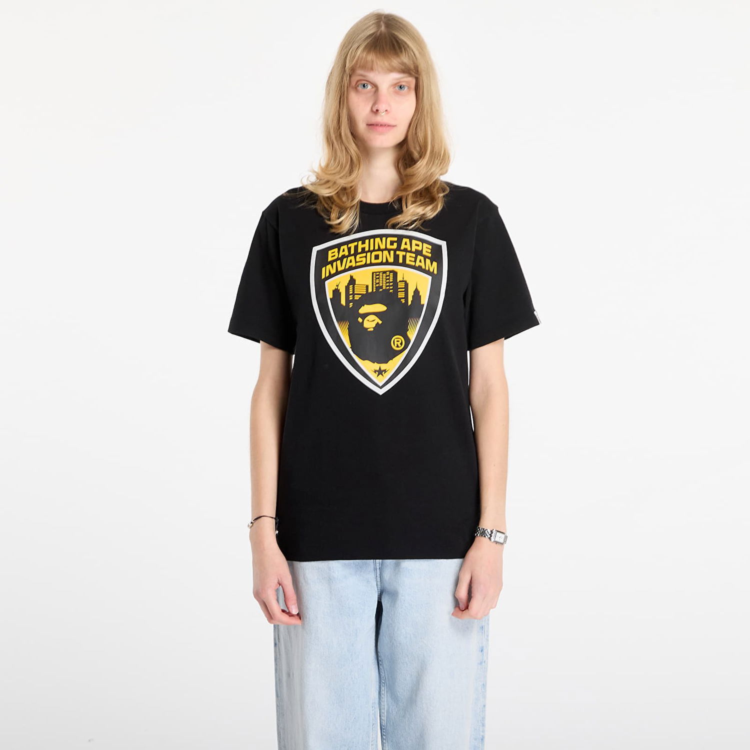 Tričko BAPE Security Emblem Invasion Team T-shirt Čierna | 001TEL801049MBLK, 1