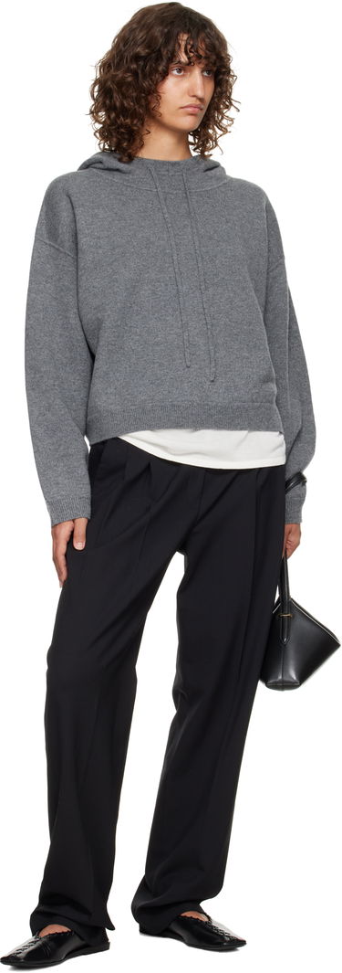 Mikina Loulou de Saison Loulou de Saison Sarla Cashmere Cropped Hoodie Šedá | SARLA LDS, 3