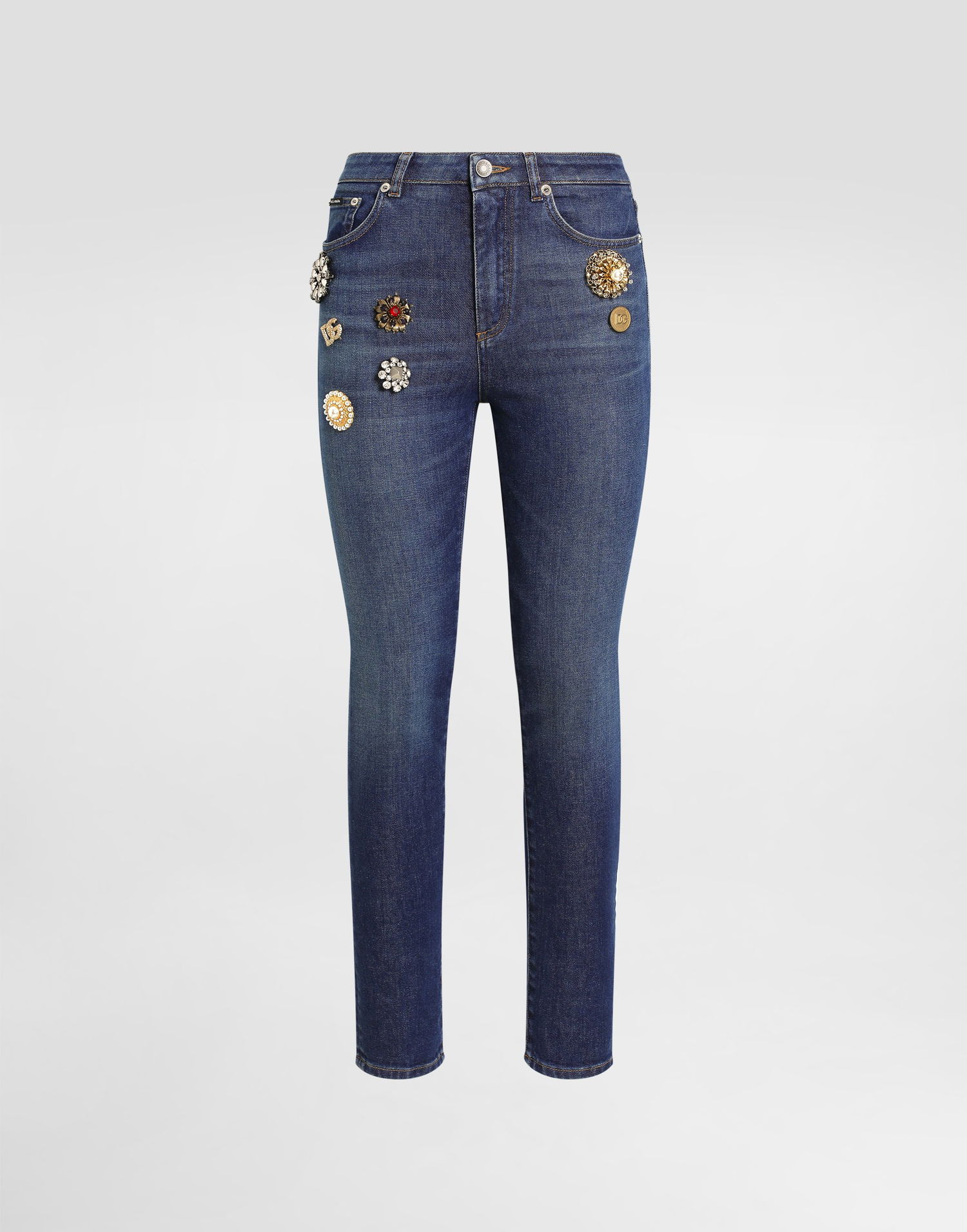 Džínsy Dolce & Gabbana Dolce & Gabbana 5-Pocket Jeans with Embellishments Modrá | FTC67ZG8NY1S9001, 0