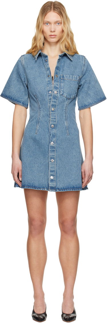 Šaty AMI AMI Paris Short Sleeve Denim Minidress Modrá | FDR404.DE0046, 0