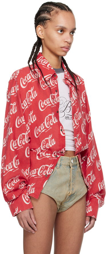 Košeľa ERL Printed Button Up Long Sleeve Shirt Červená | ERL08B015, 2