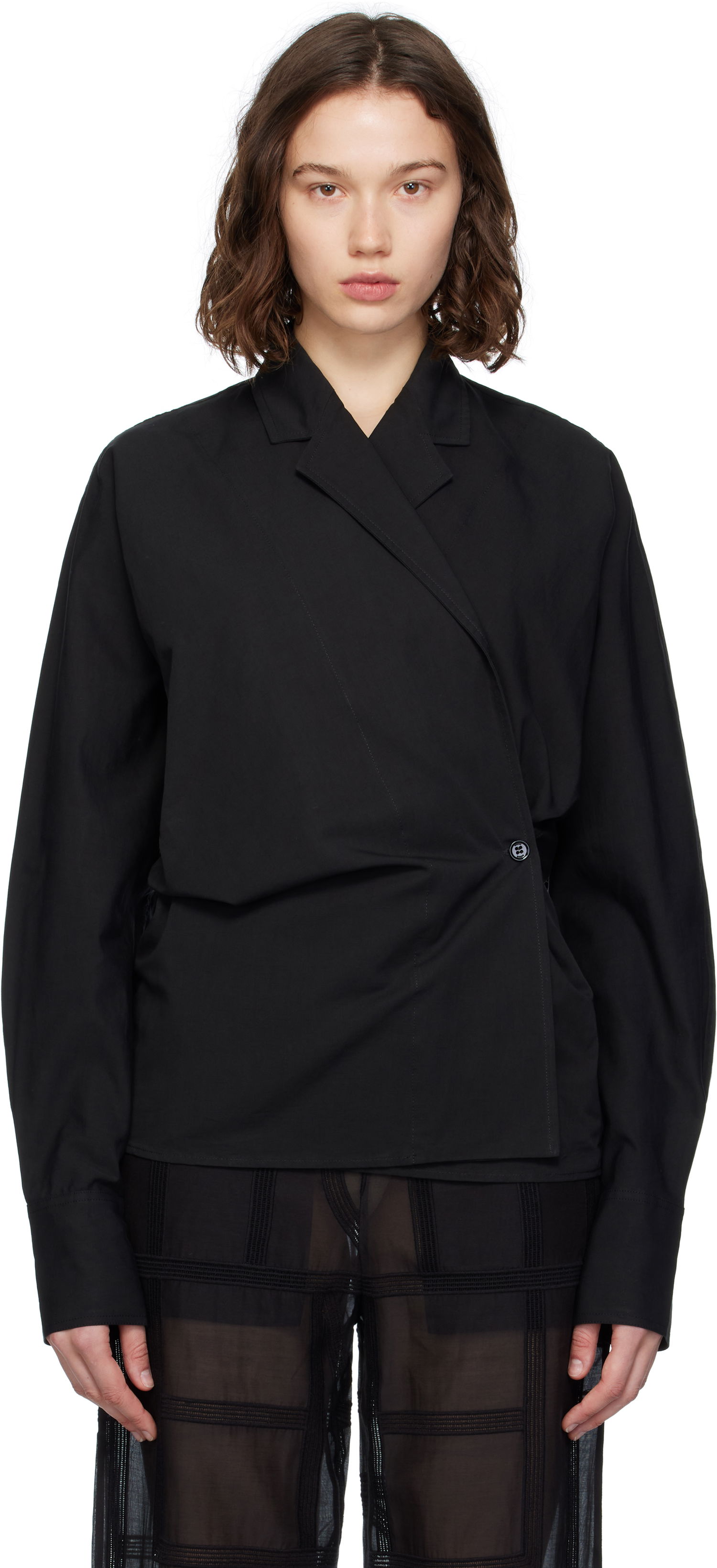 Košeľa TOTEME TOTEME Wrap Blouse Čierna | 253-WRT0543-FB0425, 0