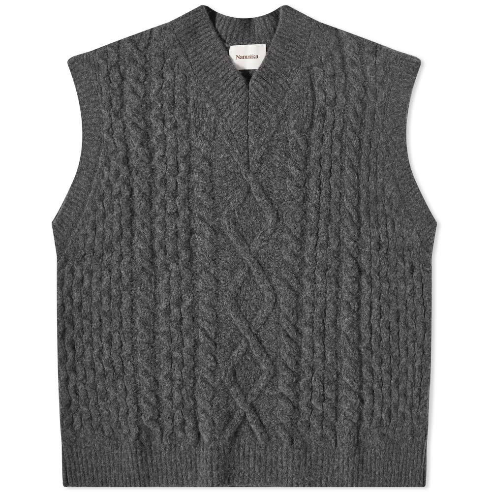 Sveter Nanushka Doan Cable Knit Vest Šedá | NM22FWOW00597, 0