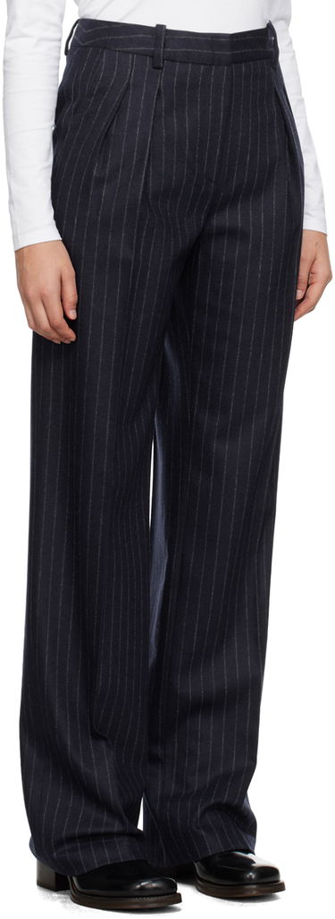 Nohavice Loulou de Saison Loulou de Saison Amoya Pinstriped Trousers Navy | AMOYA, 1