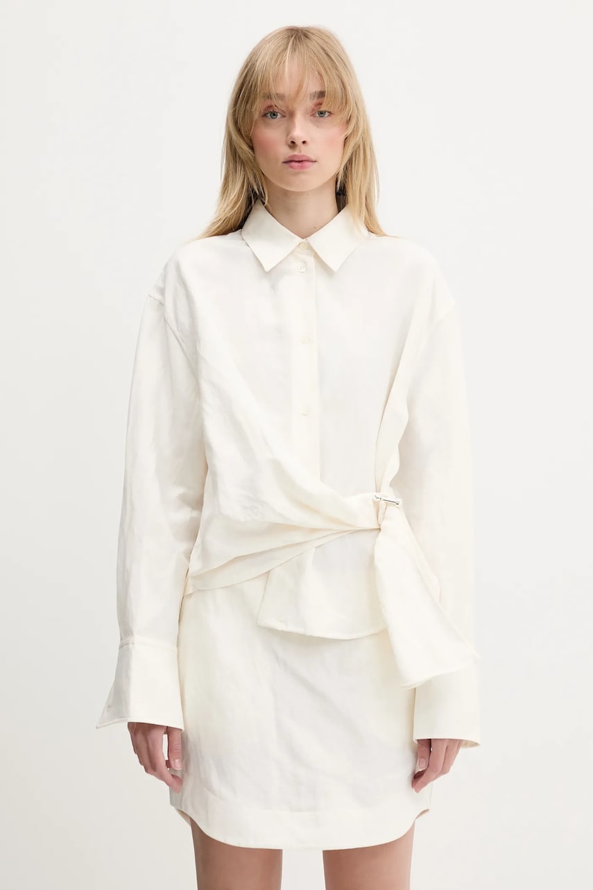 Šaty JW Anderson JW Anderson Draped Twisted Relaxed Linen-Blend Shirt Biela | SH0346.PG1690.002, 0