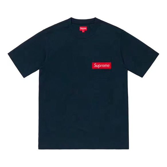 Tričko Supreme Mesh Stripe Pocket Short Sleeve T-Shirt Navy | SUP-SS19-639